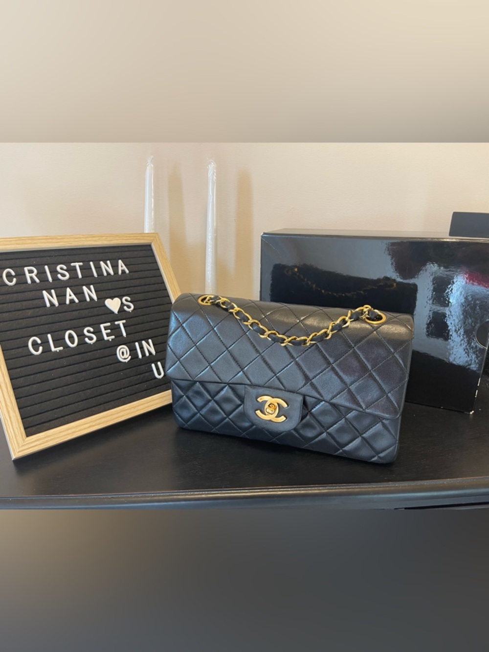 CHANEL Black Quilted Shoulder Bag with Gold Chain - Picture 11 of 16